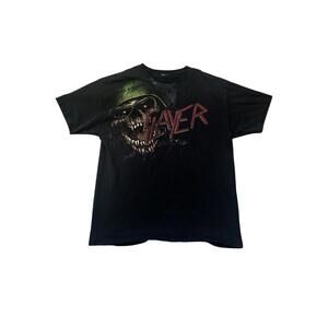 Vintage 1990s Slayer Skull T-Shirt |Large|Rare|Faded Black